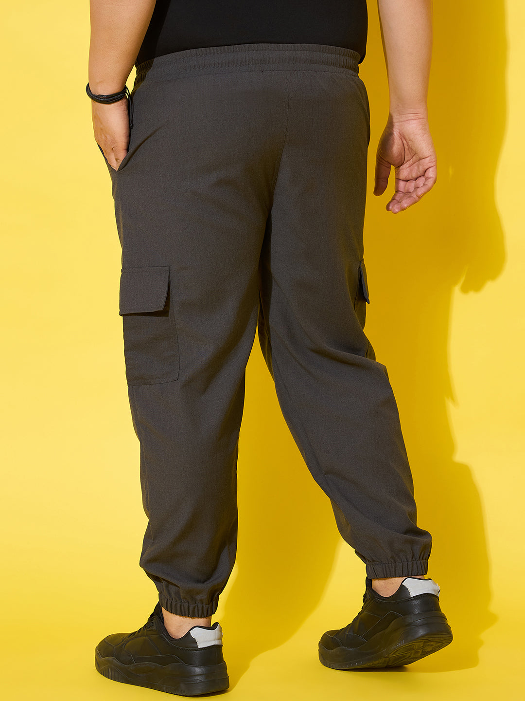 Men Plus Size Flex-Grey Solid Trouser