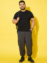 Men Plus Size Flex-Grey Solid Trouser