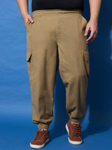 Men Plus Size Flex-Khakhi Solid Trouser
