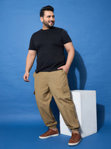 Men Plus Size Flex-Khakhi Solid Trouser