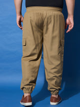 Men Plus Size Flex-Khakhi Solid Trouser