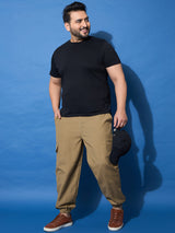 Men Plus Size Flex-Khakhi Solid Trouser