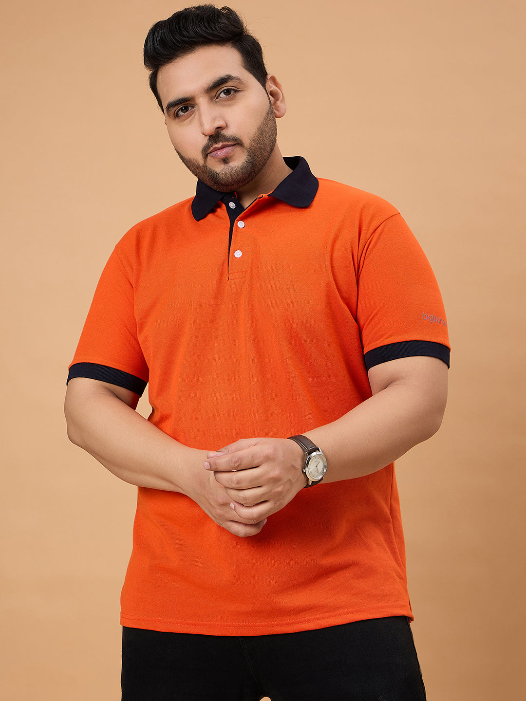 Men Plus Size Flexon Colorblock Polo Tshirt - bigbanana