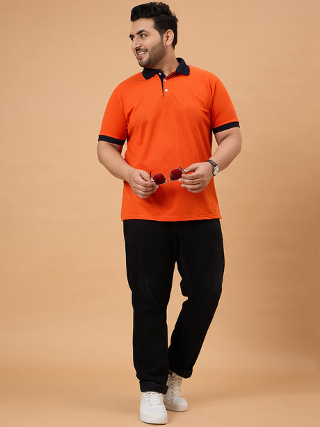Men Plus Size Flexon Colorblock Polo Tshirt - bigbanana