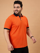 Men Plus Size Flexon Colorblock Polo Tshirt - bigbanana
