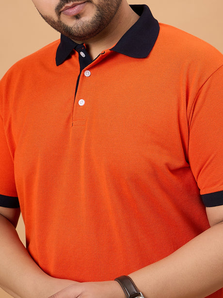 Men Plus Size Flexon Colorblock Polo Tshirt - bigbanana