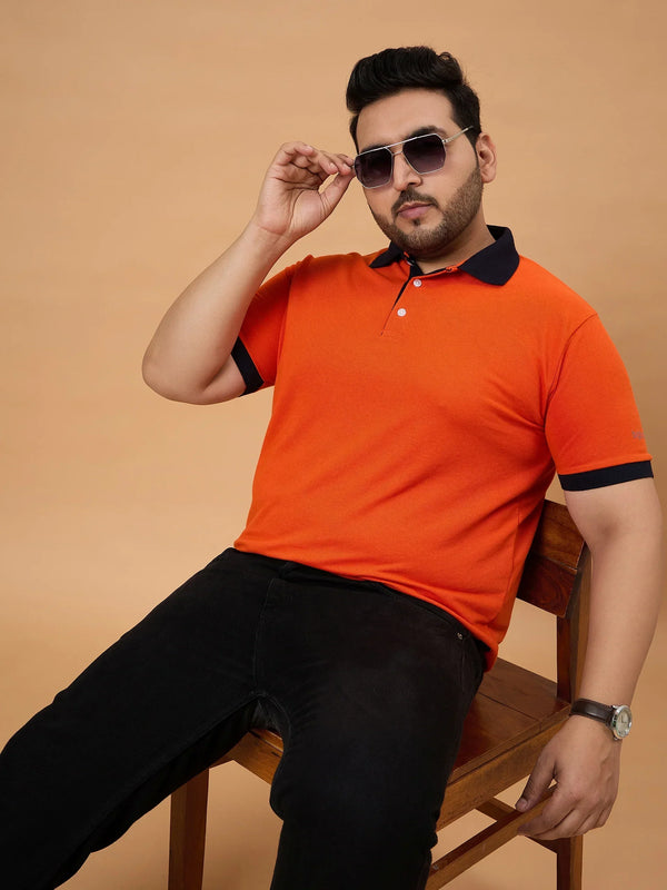 Men Plus Size Flexon Colorblock Polo Tshirt