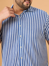 Men Plus Size Foamy Multicolor Jacquard Casual Shirt