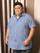 Men Plus Size Foamy Multicolor Jacquard Casual Shirt