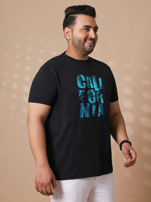 Men Plus Size Fong Striped Black Round Neck Tshirt - bigbanana