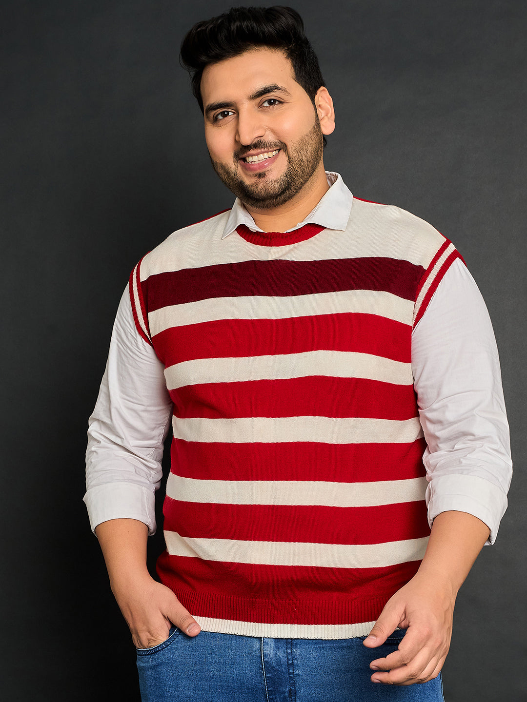 Men Plus Size Fontana Striped Sweater - bigbanana