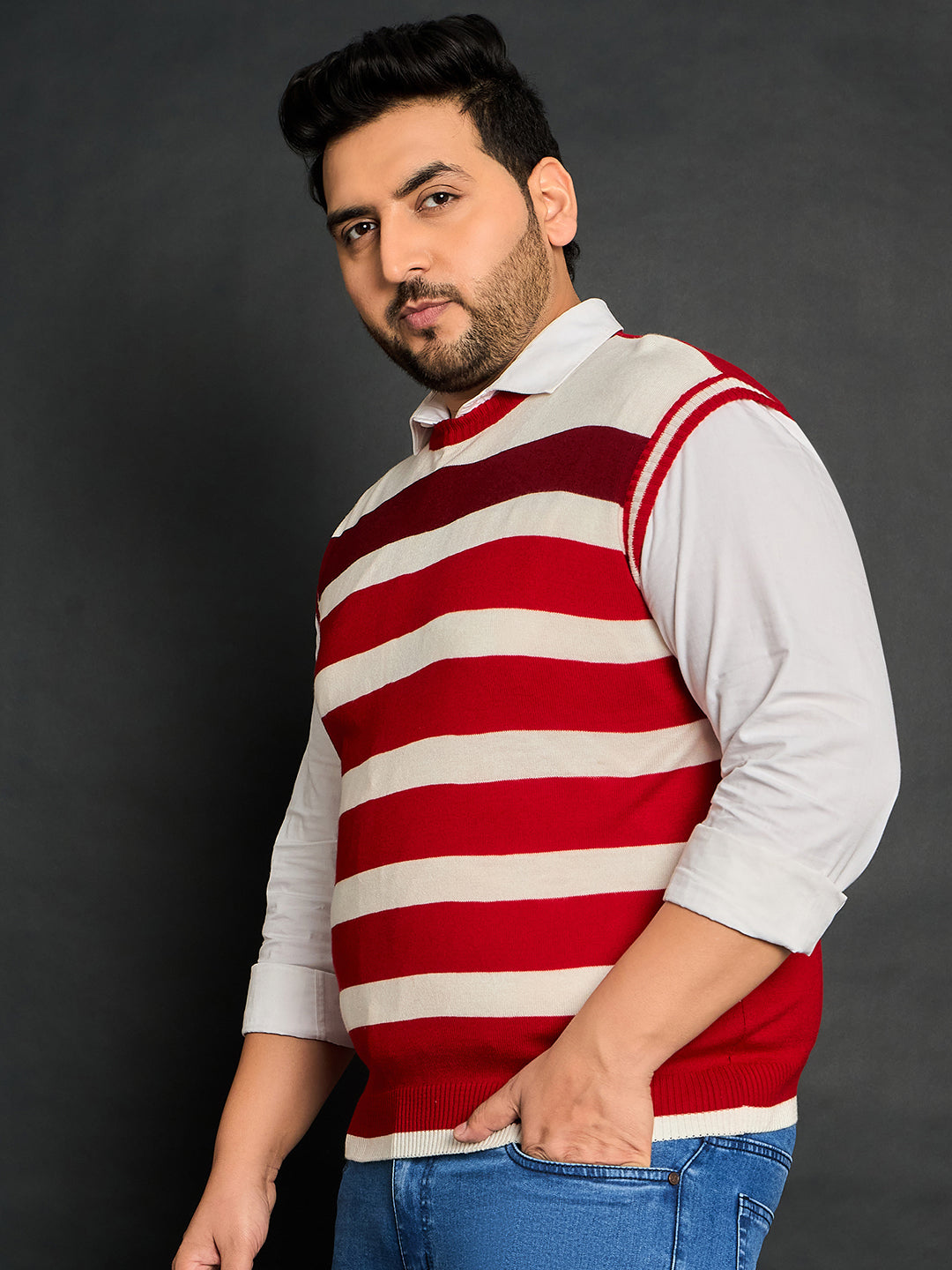 Men Plus Size Fontana Striped Sweater - bigbanana