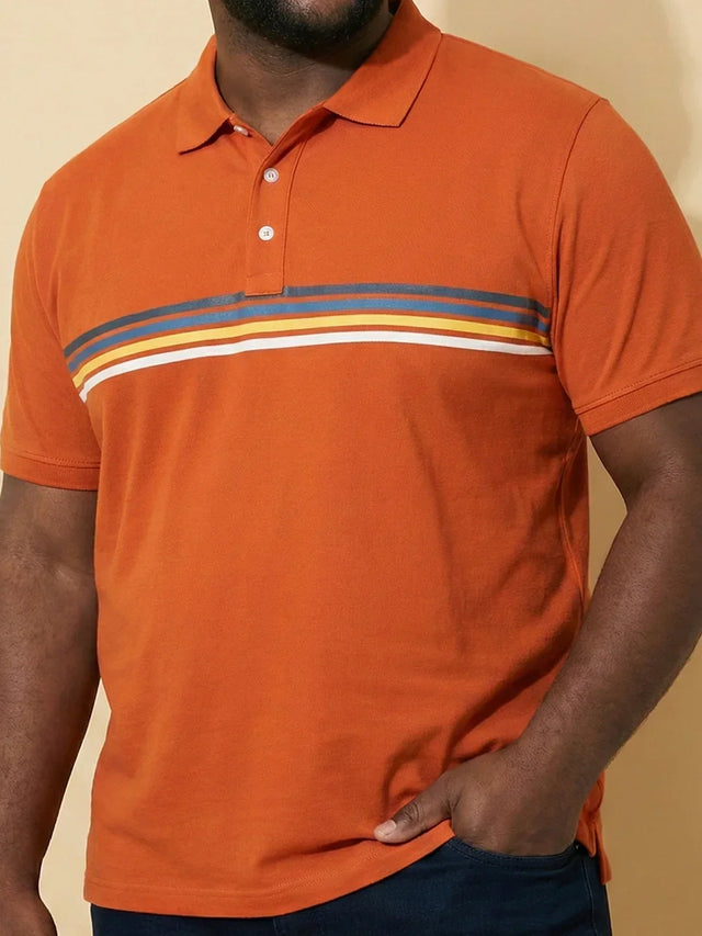 Men Plus Size Forge Orange Solid Polo Tshirt
