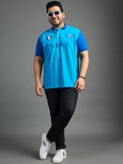 Men Plus Size France-Sky Printed Polo Tshirt - bigbanana