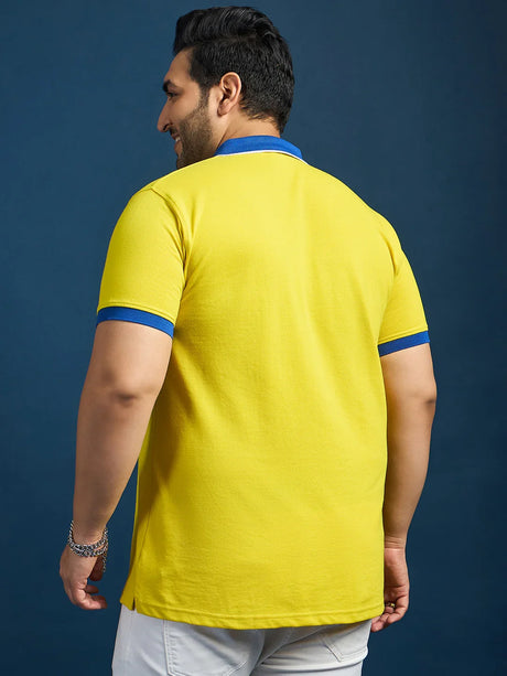 Men Plus Size France-Yellow Printed Polo Tshirt - bigbanana
