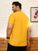 Men Plus Size Frilore Striped Multicolored Round Neck Tshirt - bigbanana