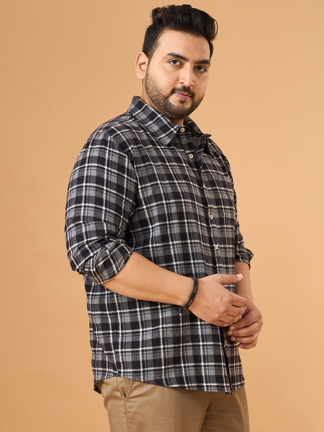 Men Plus Size Fumora Multicolor Checkered Casual Shirt