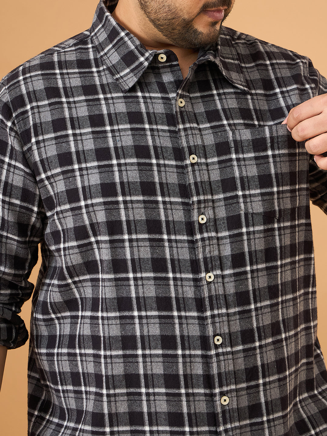 Men Plus Size Fumora Multicolor Checkered Casual Shirt