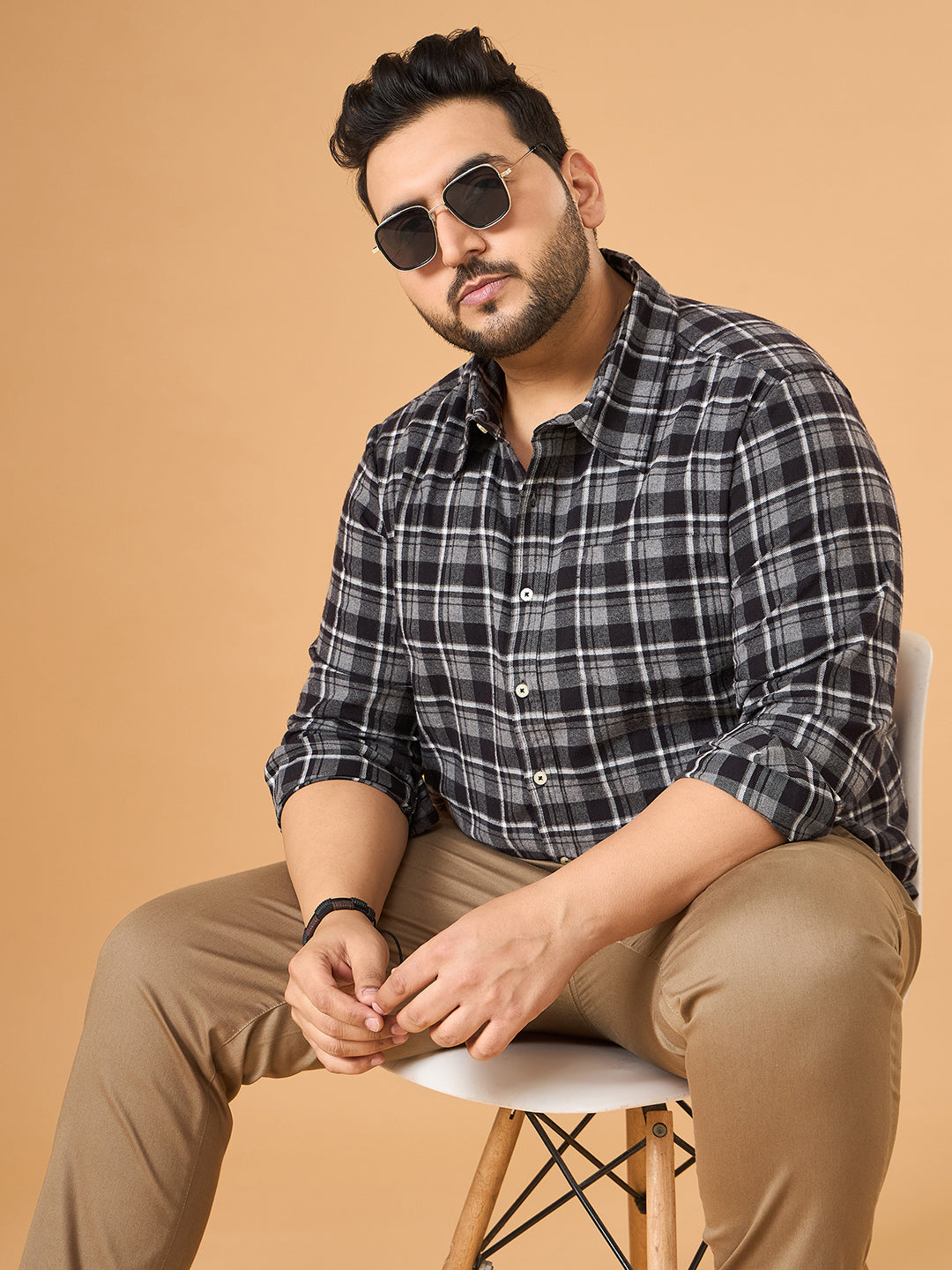 Men Plus Size Fumora Multicolor Checkered Casual Shirt