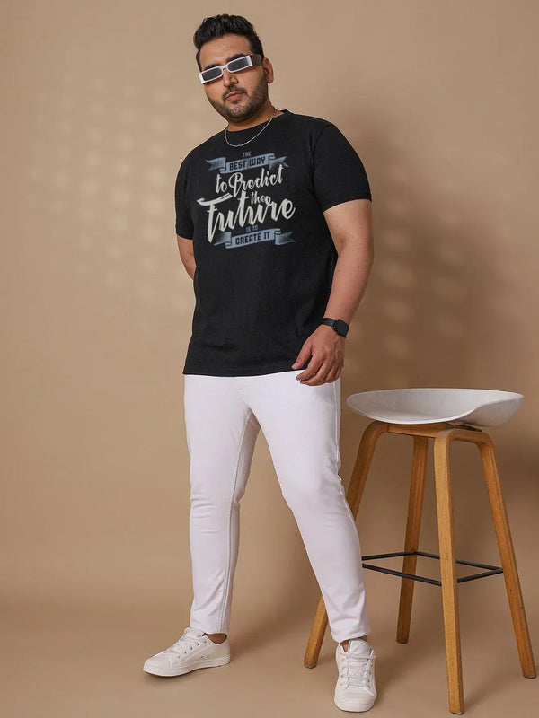 Men Plus Size Future Printed Round Neck Tshirt