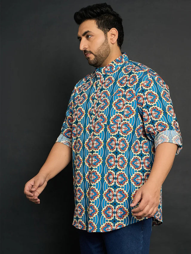 Men Plus Size Milo Paisley Kurta - bigbanana