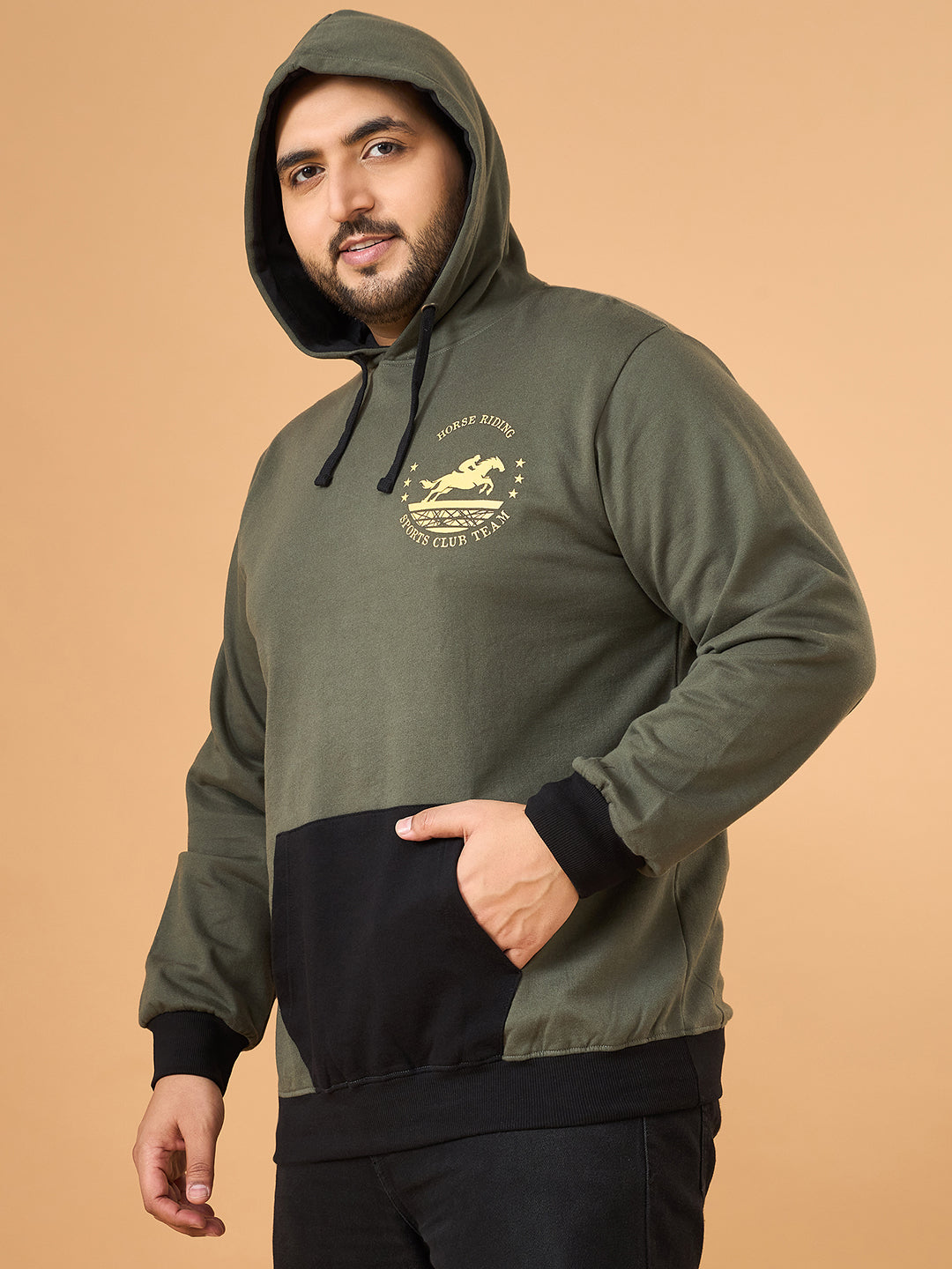 Men Plus Size Gallop Colorblock Sweatshirt