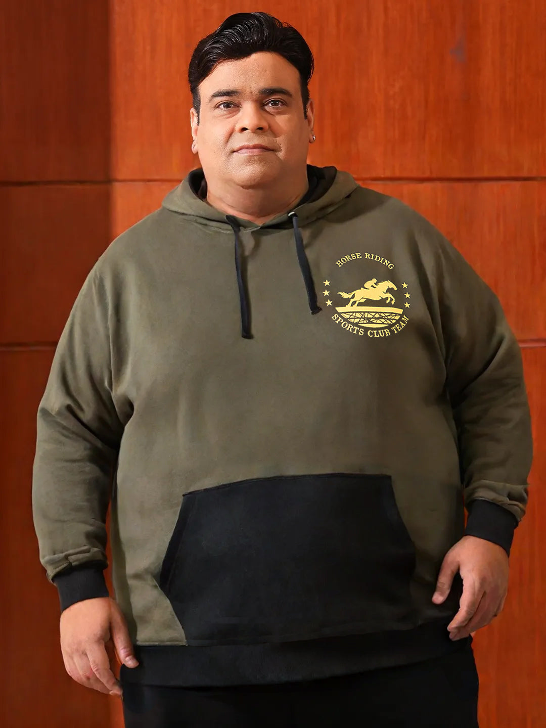 Men Plus Size Gallop Colorblock Sweatshirt