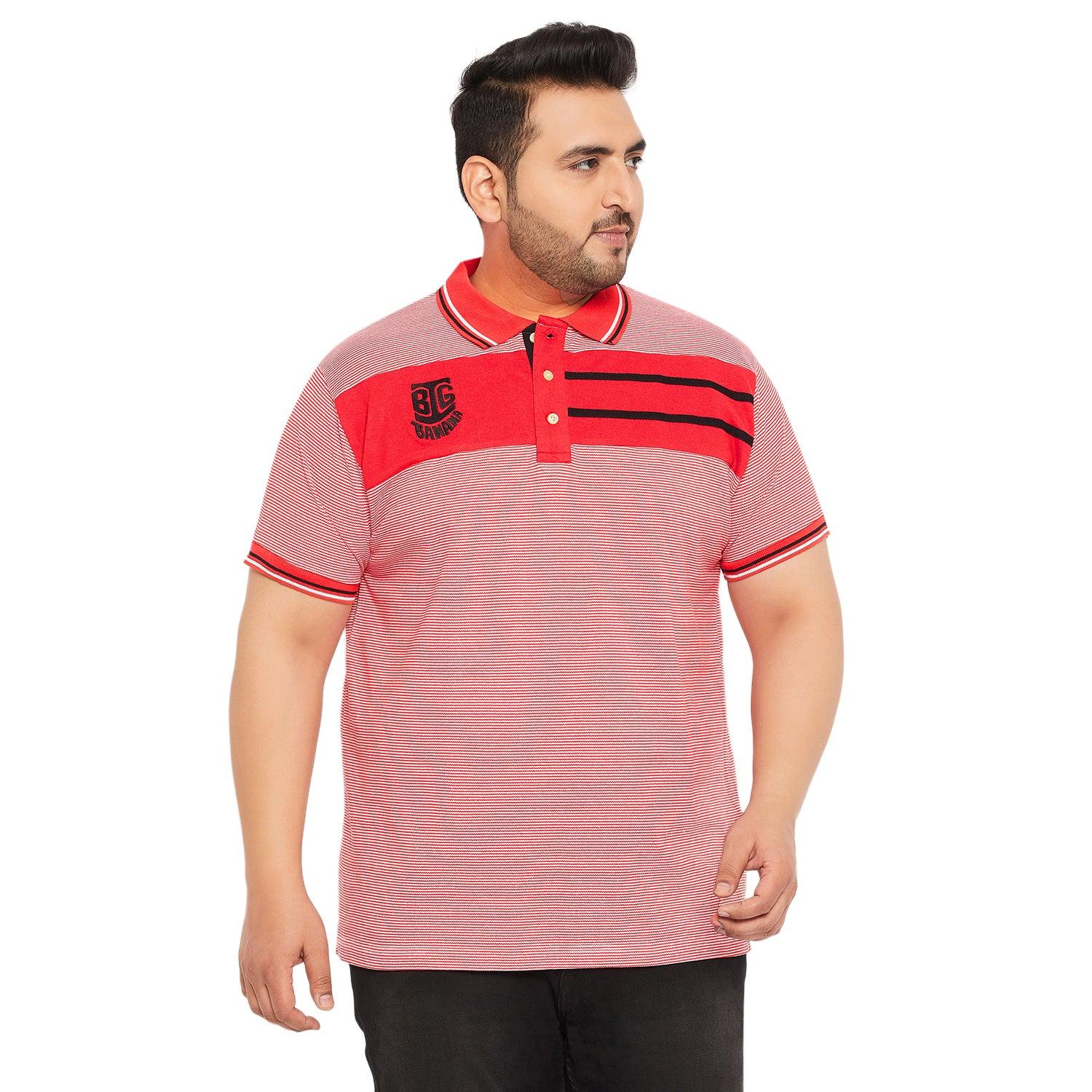 Men Plus Size Gango Colorblock Polo Tshirt - bigbanana