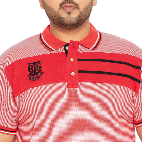 Men Plus Size Gango Colorblock Polo Tshirt - bigbanana