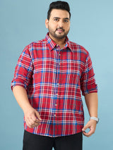 Men Plus Size Garnet Multicolor Checkered Casual Shirt