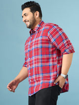 Men Plus Size Garnet Multicolor Checkered Casual Shirt