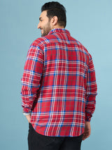 Men Plus Size Garnet Multicolor Checkered Casual Shirt
