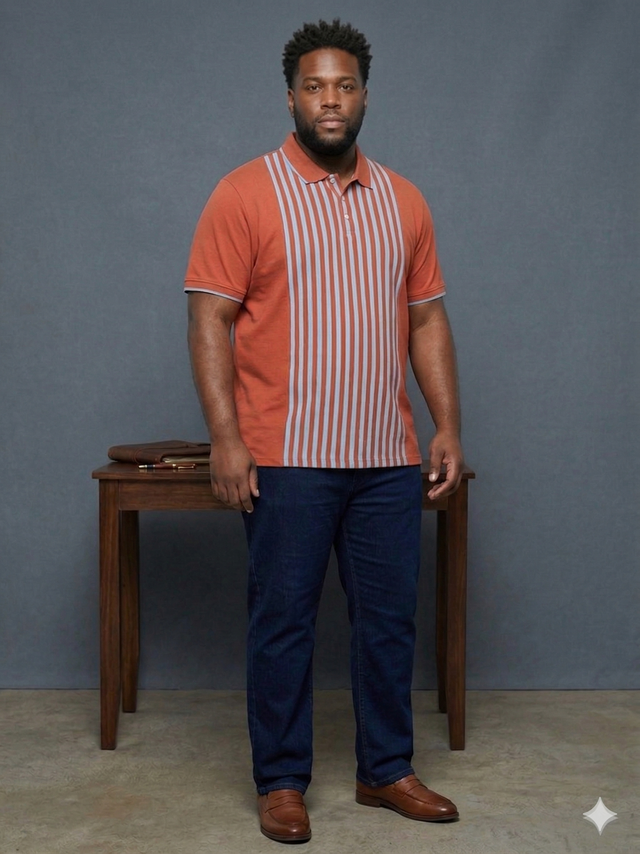 Men Plus Size Coraline Multi Striped Polo