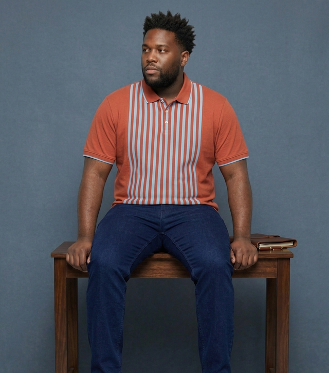 Men Plus Size Coraline Multi Striped Polo