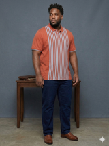 Men Plus Size Coraline Multi Striped Polo