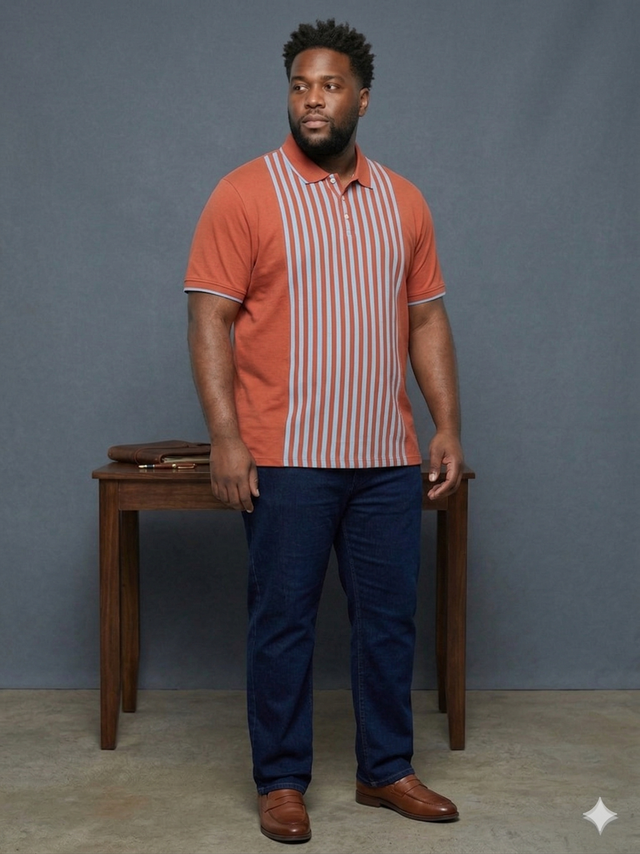 Men Plus Size Coraline Multi Striped Polo