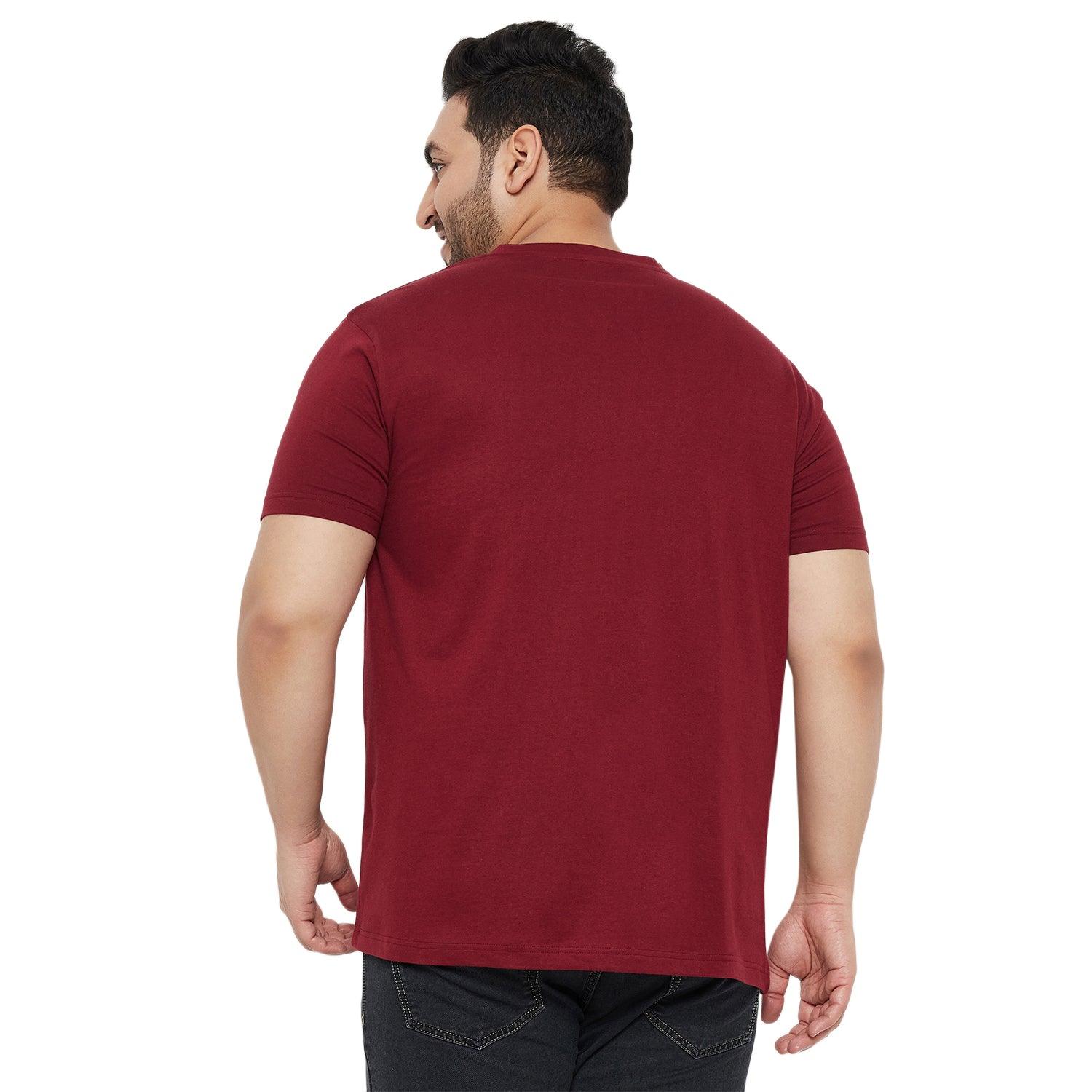 Men Plus Size Ginger Solid V-Neck Tshirt - bigbanana