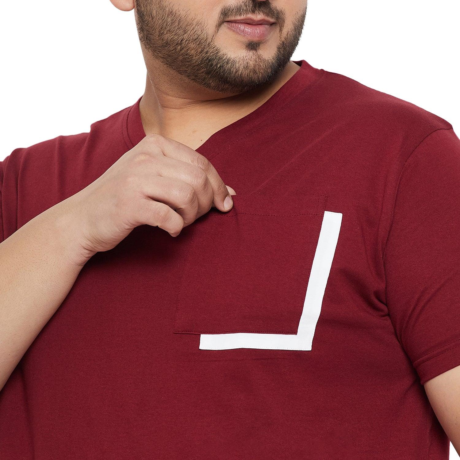 Men Plus Size Ginger Solid V-Neck Tshirt - bigbanana