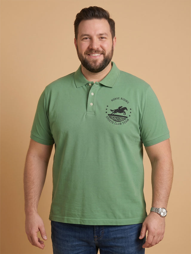 Men Plus Size Unripe Light Green Printed Polo