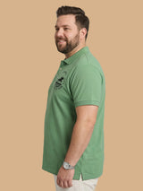 Men Plus Size Unripe Light Green Printed Polo