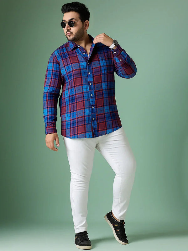 Men Plus Size Glacee Check Shirt