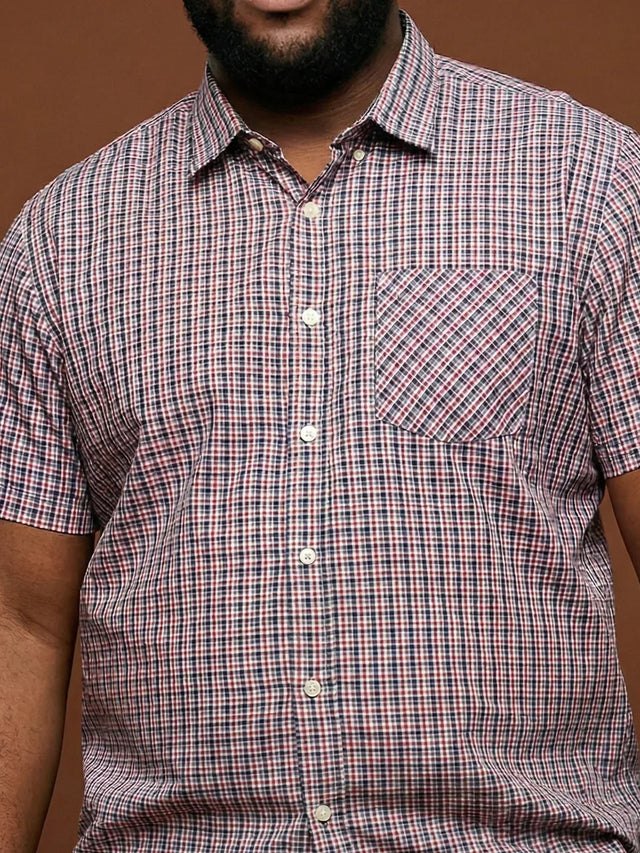 Men Plus Size Glade Multicolor Checkered Casual Shirt