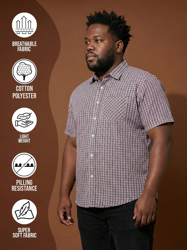 Men Plus Size Glade Multicolor Checkered Casual Shirt