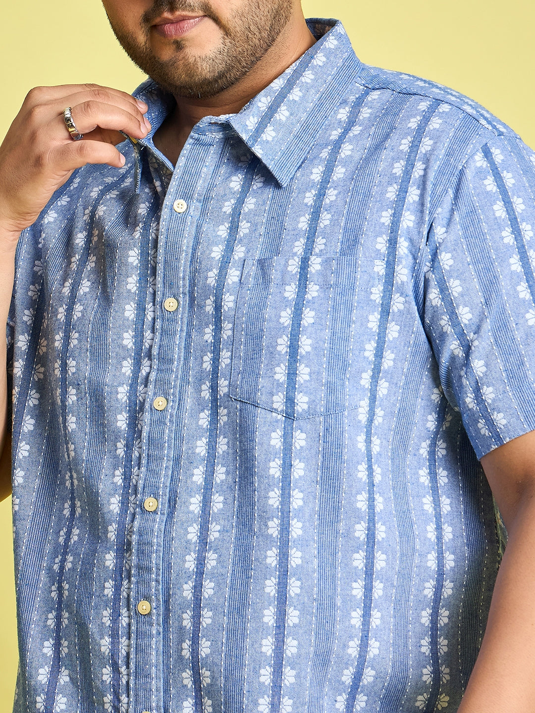 Men Plus Size Glaubin Jacquard  Shirt - bigbanana