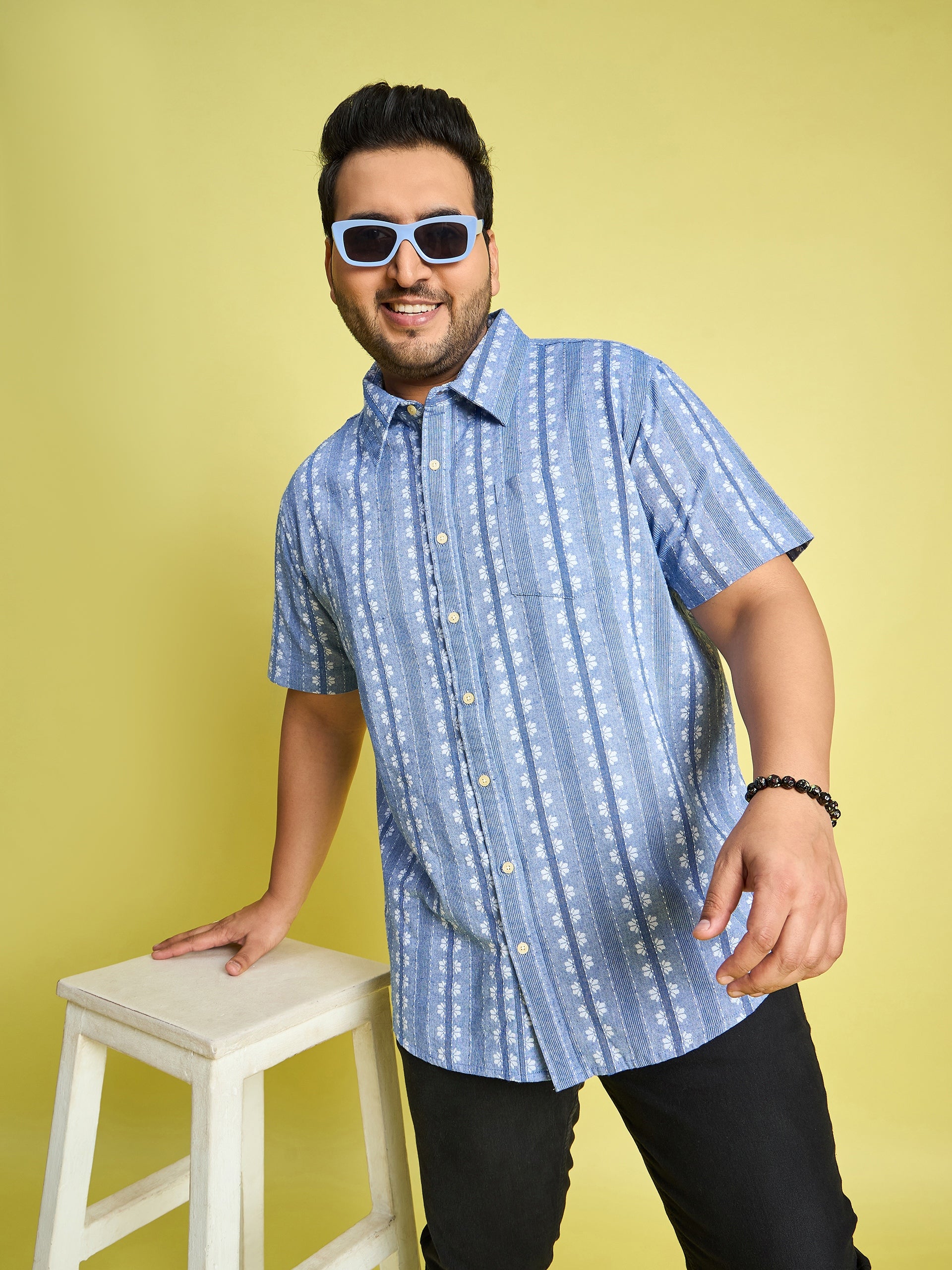 Men Plus Size Glaubin Jacquard  Shirt - bigbanana