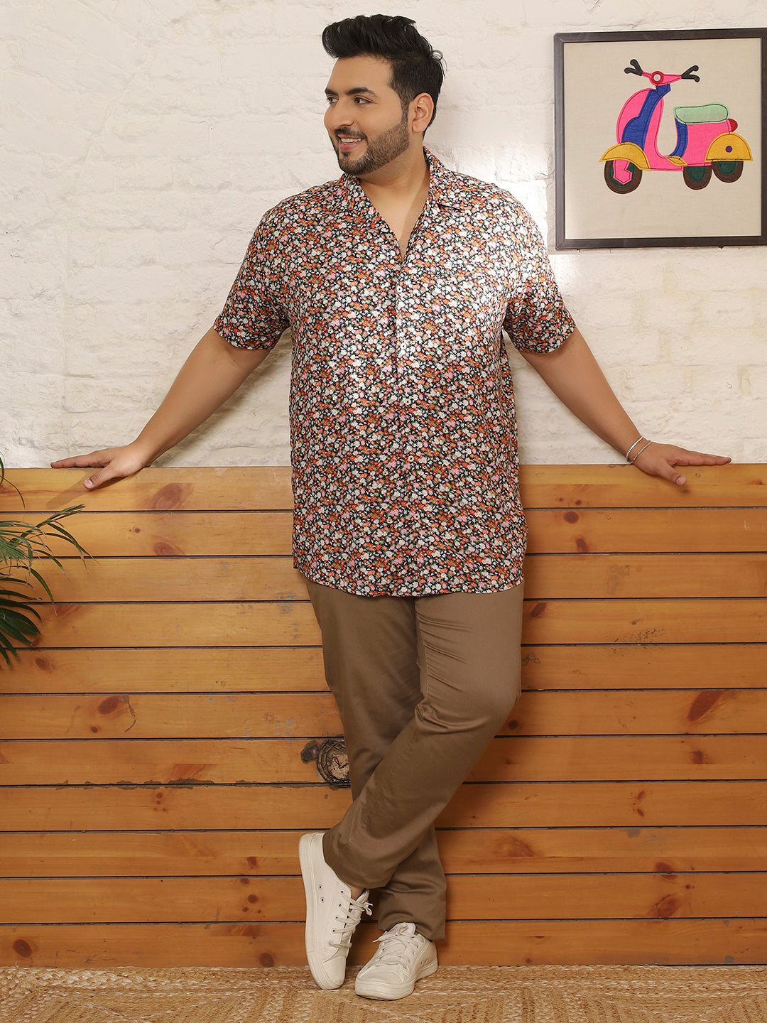 Men Plus Size Glayze Multicolor Printed Shirt