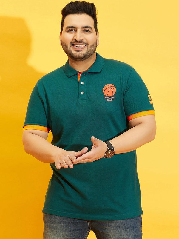 Men Plus Size Goatee Printed Polo Tshirt