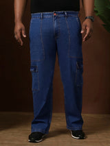 Men Plus Size Gothica-Blue Solid Jeans