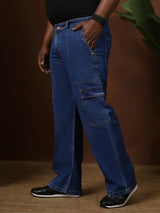 Men Plus Size Gothica-Blue Solid Jeans