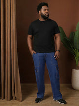 Men Plus Size Gothica-Blue Solid Jeans